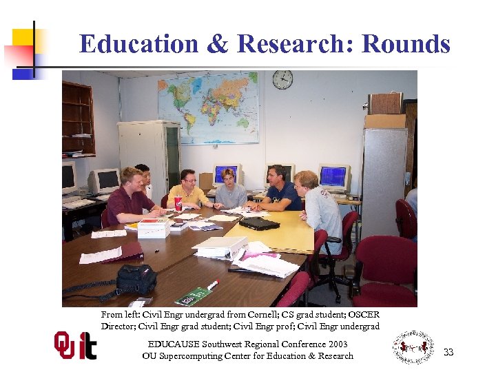 Education & Research: Rounds From left: Civil Engr undergrad from Cornell; CS grad student;