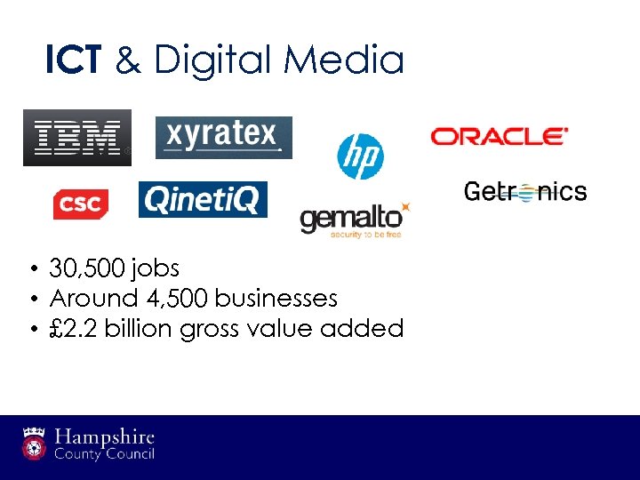 ICT & Digital Media • 30, 500 jobs • Around 4, 500 businesses •