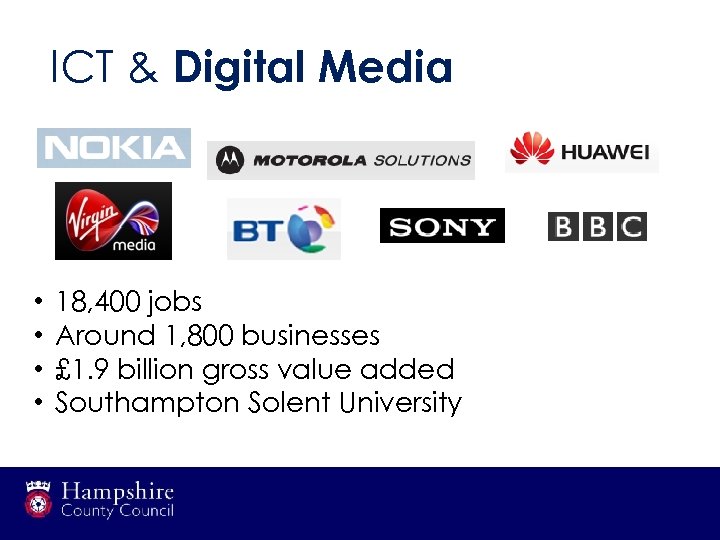 ICT & Digital Media • • 18, 400 jobs Around 1, 800 businesses £