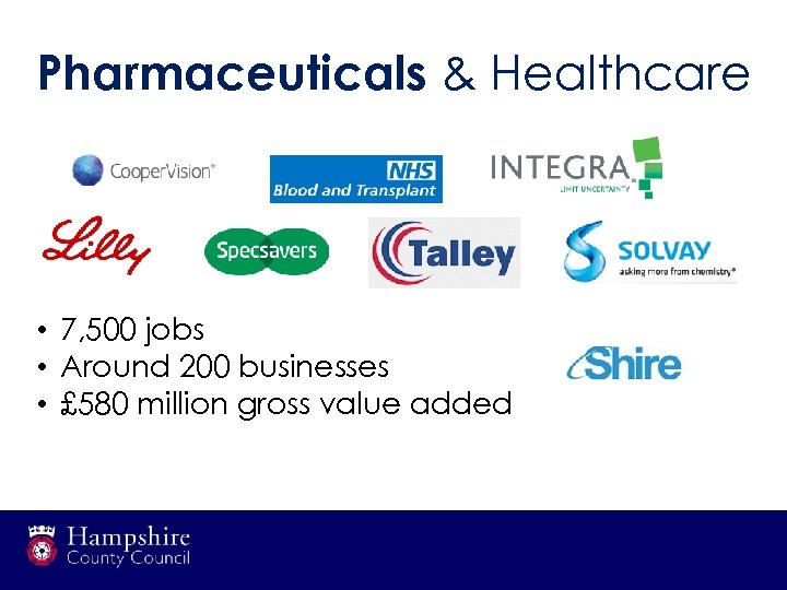 Pharmaceuticals & Healthcare • 7, 500 jobs • Around 200 businesses • £ 580