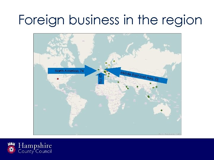 Foreign business in the region North America, 74 Middle East a n d Asia