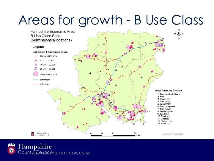 Areas for growth - B Use Class Source: Hampshire County Council 