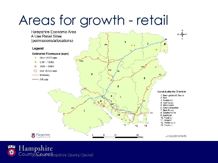 Areas for growth - retail Source: Hampshire County Council 