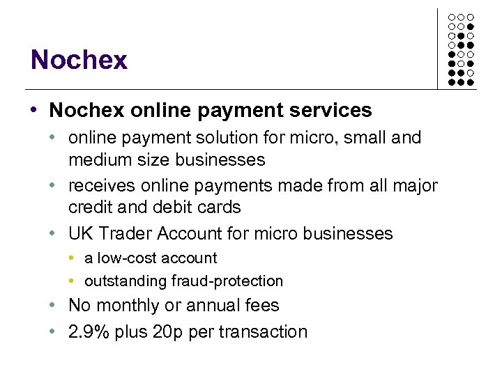 Nochex • Nochex online payment services • online payment solution for micro, small and