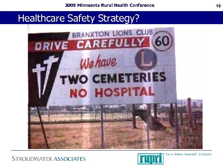 2005 Minnesota Rural Health Conference Healthcare Safety Strategy? 10 