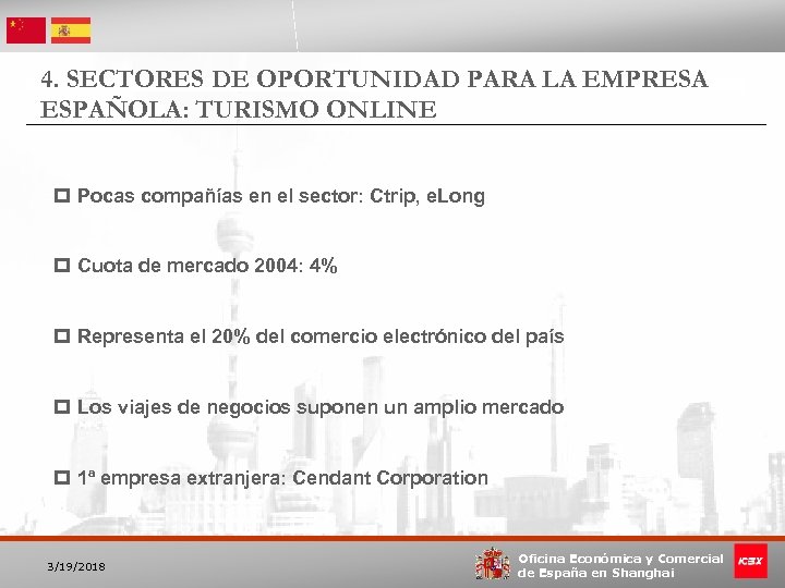 4. SECTORES DE OPORTUNIDAD PARA LA EMPRESA ESPAÑOLA: TURISMO ONLINE p Pocas compañías en