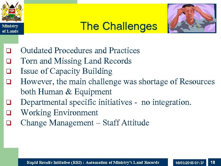 Ministry of Lands q q q q The Challenges Outdated Procedures and Practices Torn
