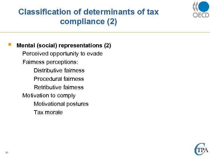 Classification of determinants of tax compliance (2) § 51 Mental (social) representations (2) Perceived