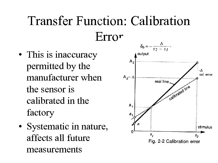 Transfer Function: Calibration Error • This is inaccuracy permitted by the manufacturer when the
