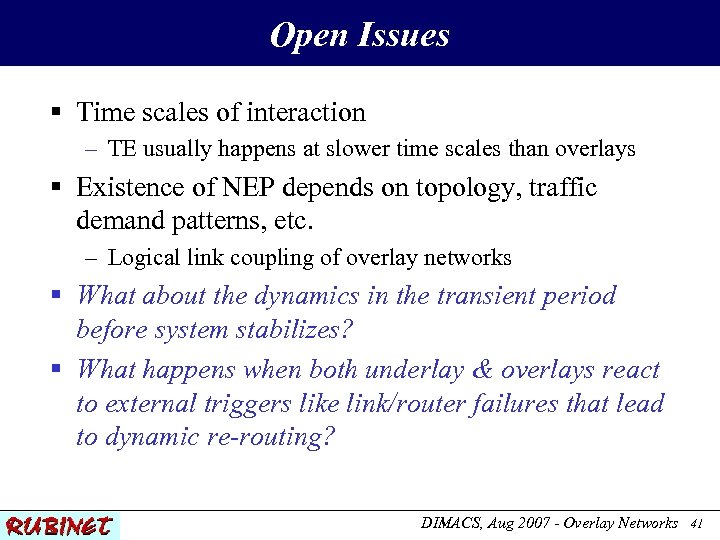 Open Issues § Time scales of interaction – TE usually happens at slower time