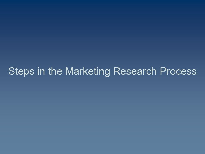 Steps in the Marketing Research Process 