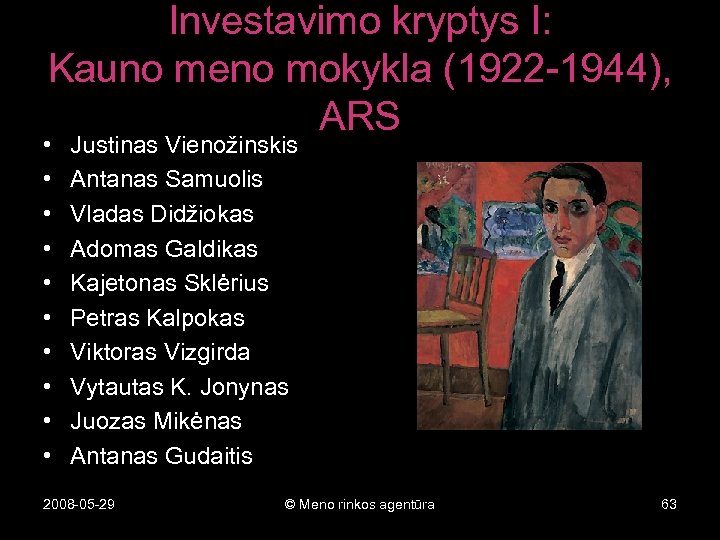 Investavimo kryptys I: Kauno meno mokykla (1922 -1944), ARS • • • Justinas Vienožinskis