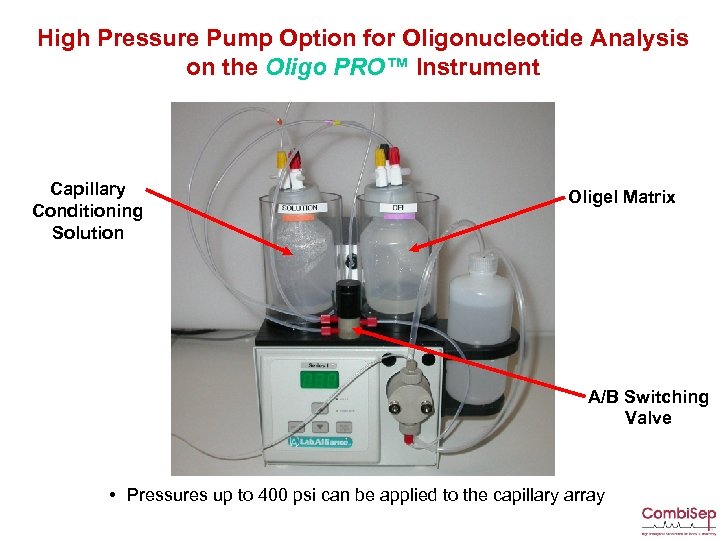 High Pressure Pump Option for Oligonucleotide Analysis on the Oligo PRO™ Instrument Capillary Conditioning