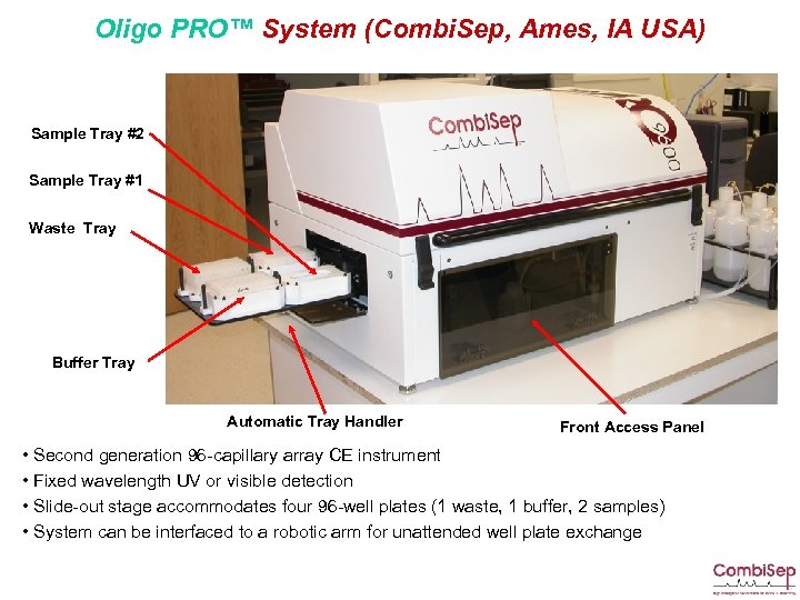 Oligo PRO™ System (Combi. Sep, Ames, IA USA) Sample Tray #2 Sample Tray #1