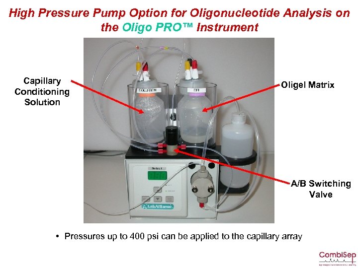 High Pressure Pump Option for Oligonucleotide Analysis on the Oligo PRO™ Instrument Capillary Conditioning