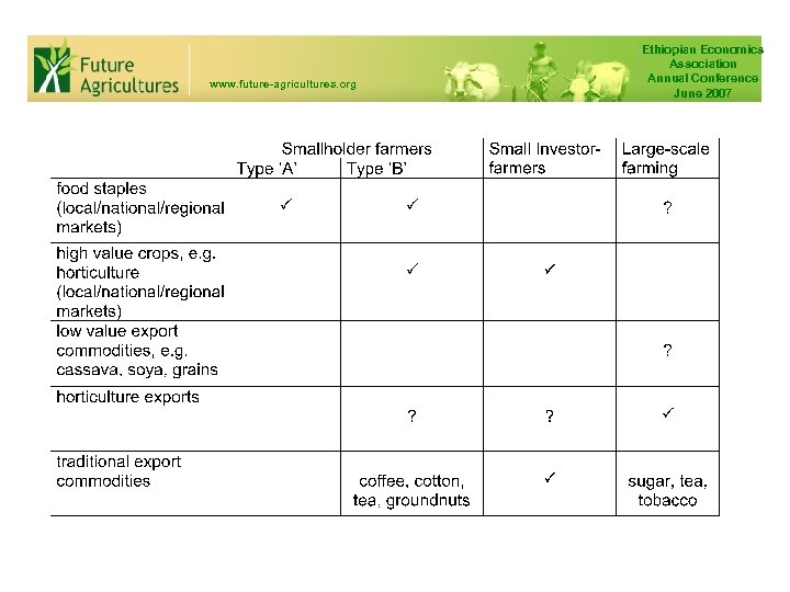 www. future-agricultures. org Ethiopian Economics Association Annual Conference June 2007 