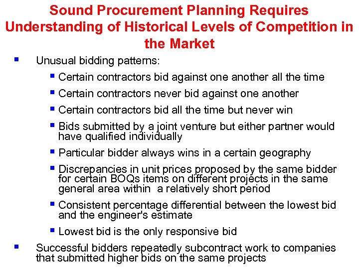 Sound Procurement Planning Requires Understanding of Historical Levels of Competition in the Market §