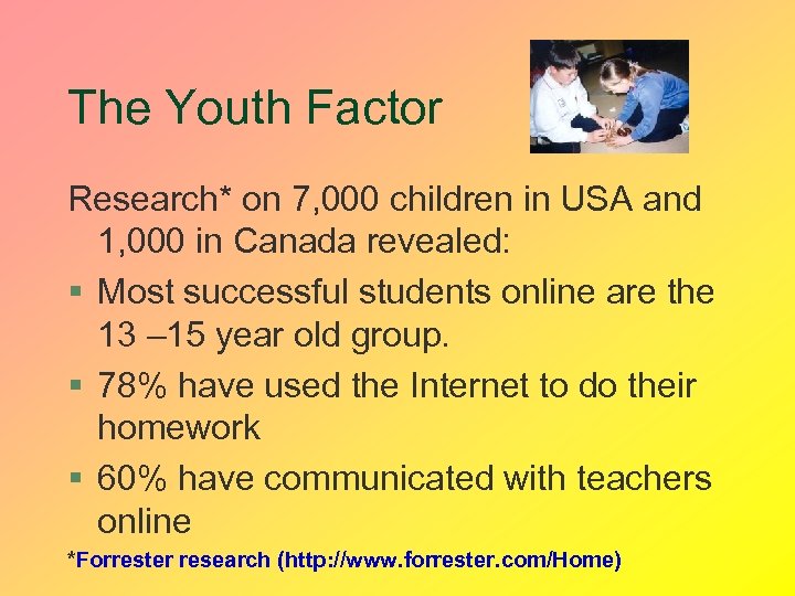 The Youth Factor Research* on 7, 000 children in USA and 1, 000 in