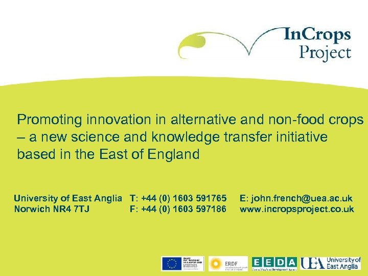 Promoting innovation in alternative and non-food crops – a new science and knowledge transfer