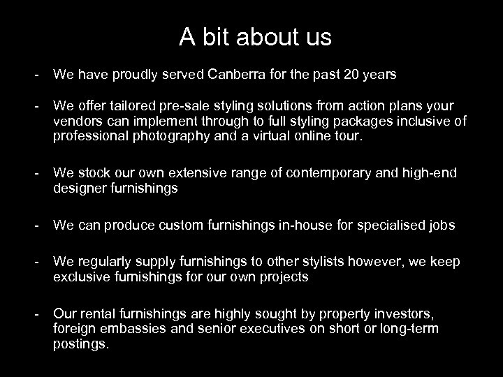 A bit about us - We have proudly served Canberra for the past 20