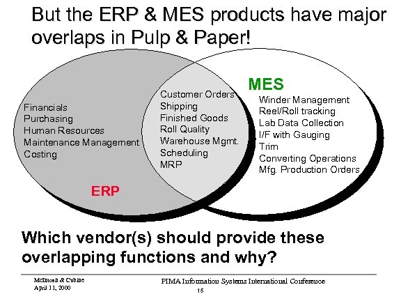 But the ERP & MES products have major overlaps in Pulp & Paper! Financials