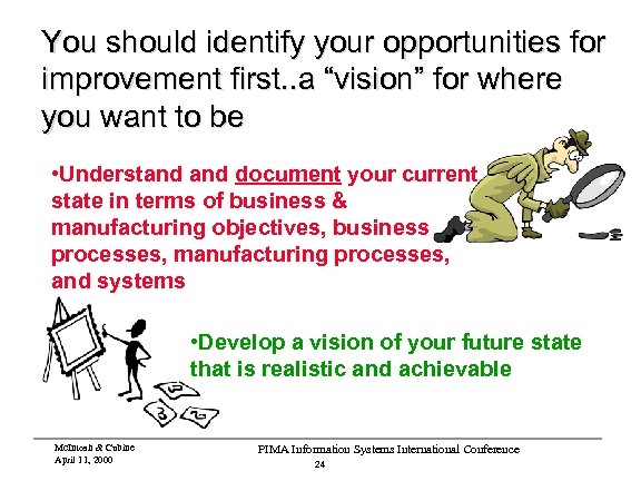 You should identify your opportunities for improvement first. . a “vision” for where you