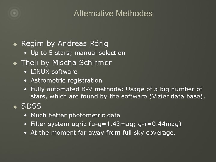 Alternative Methodes u Regim by Andreas Rörig • Up to 5 stars; manual selection