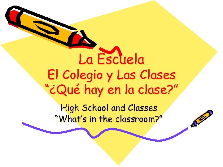 La Escuela El Colegio y Las Clases “¿Qué hay en la clase? ” High