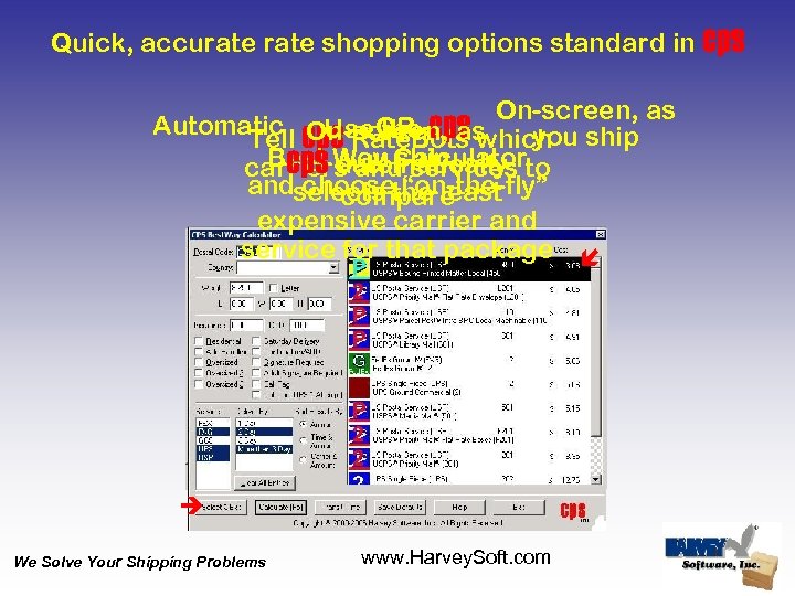 Quick, accurate shopping options standard in cps On-screen, as Automatic On-screen, as - the