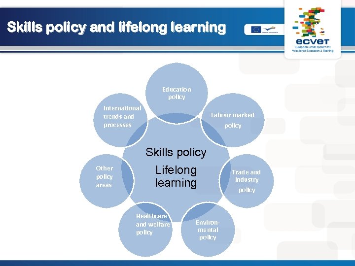Skills policy and lifelong learning Education policy International trends and processes Other policy areas