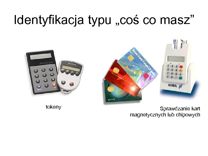 Identyfikacja typu „coś co masz” tokeny Sprawdzanie kart magnetycznych lub chipowych 