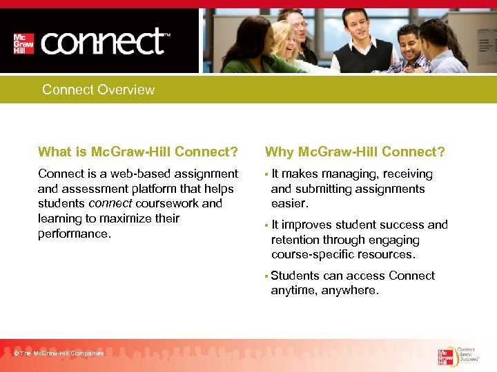 Connect Overview What is Mc. Graw-Hill Connect? Connect is a web-based assignment and assessment