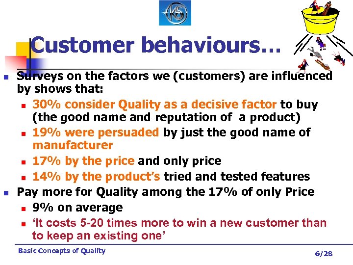 Customer behaviours… n n Surveys on the factors we (customers) are influenced by shows