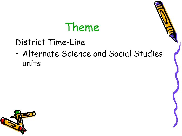 Theme District Time-Line • Alternate Science and Social Studies units 