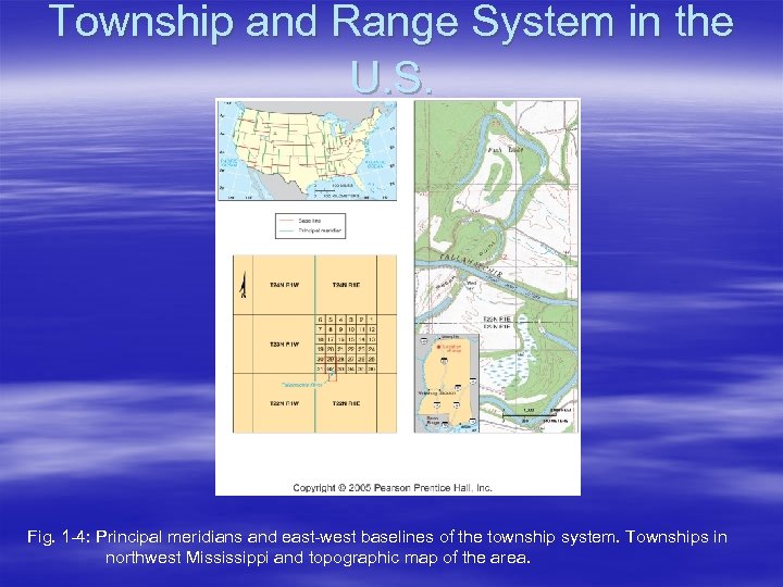 Township and Range System in the U. S. Fig. 1 -4: Principal meridians and