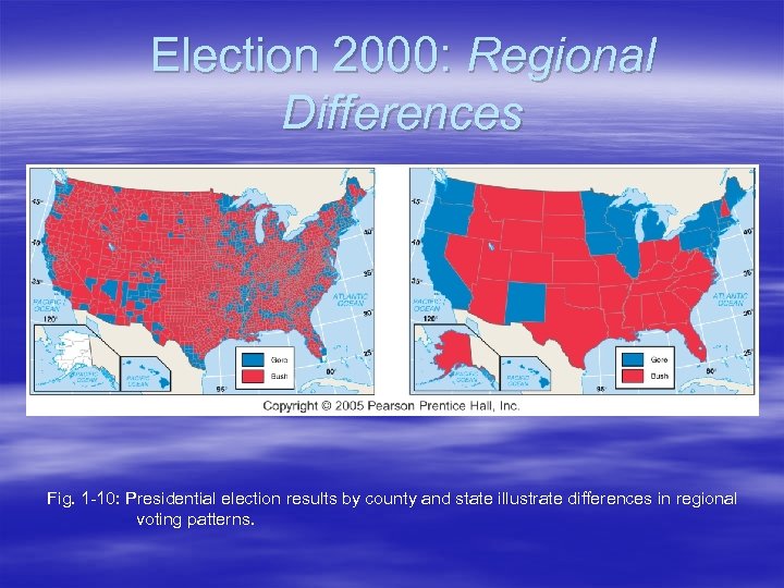 Election 2000: Regional Differences Fig. 1 -10: Presidential election results by county and state
