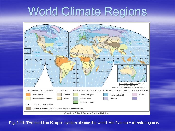 World Climate Regions Fig. 1 -14: The modified Köppen system divides the world into