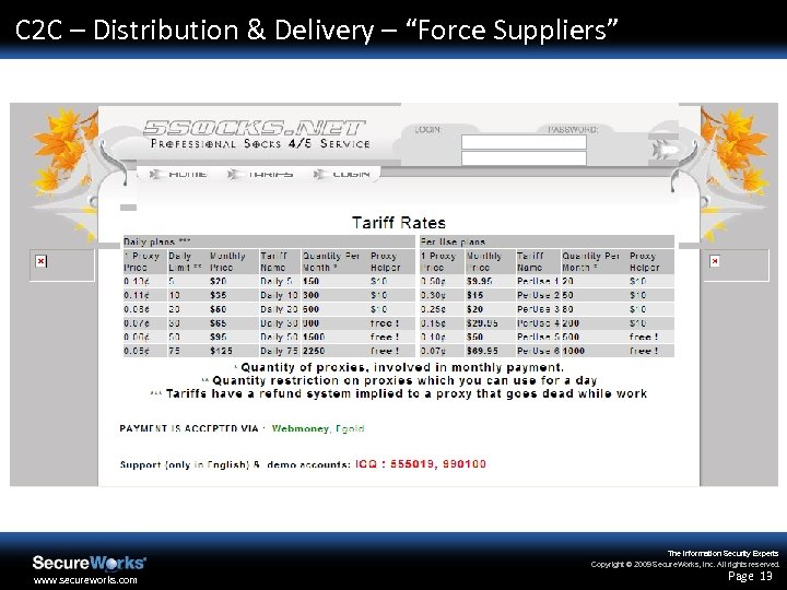 C 2 C – Distribution & Delivery – “Force Suppliers” The Information Security Experts