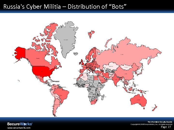 Russia's Cyber Militia – Distribution of “Bots” The Information Security Experts Copyright © 2009