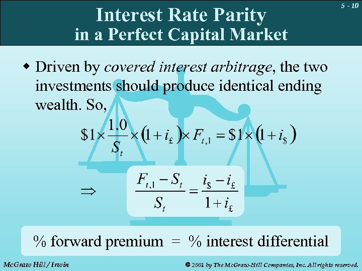 Interest Rate Parity 5 - 10 in a Perfect Capital Market w Driven by