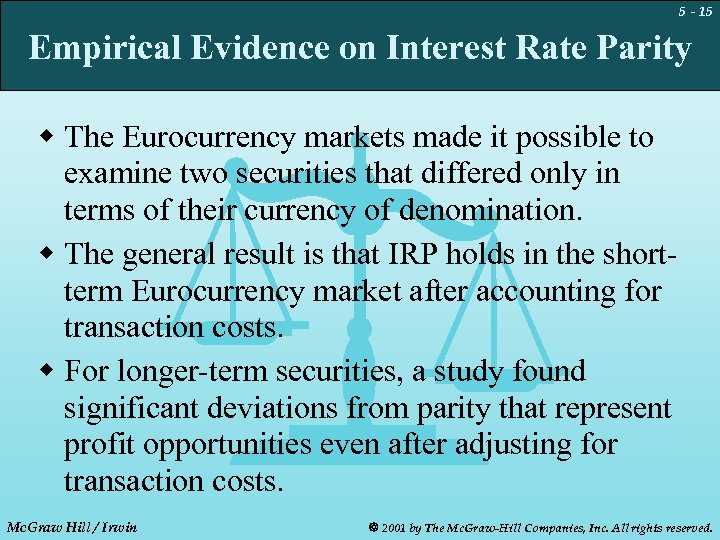 5 - 15 Empirical Evidence on Interest Rate Parity w The Eurocurrency markets made