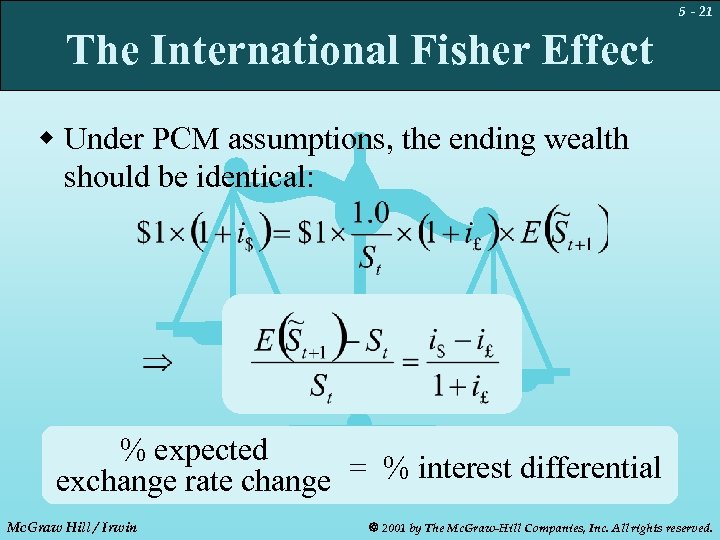 5 - 21 The International Fisher Effect w Under PCM assumptions, the ending wealth