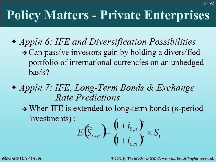 5 - 32 Policy Matters - Private Enterprises w Appln 6: IFE and Diversification