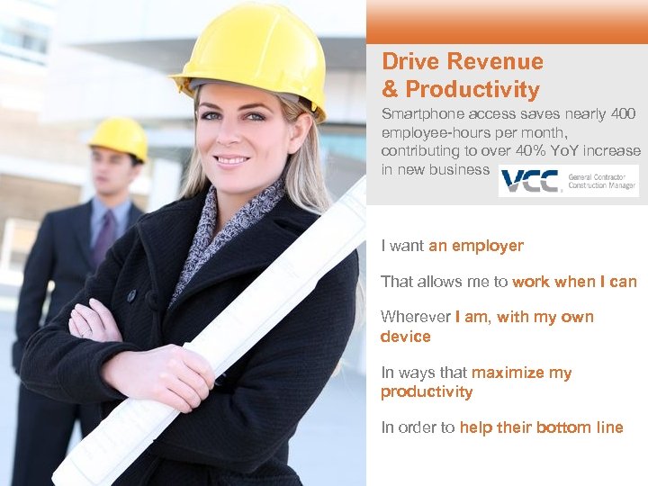 Drive Revenue & Productivity Smartphone access saves nearly 400 employee-hours per month, contributing to