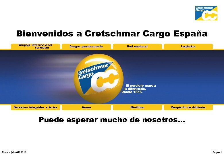 Bienvenidos a Cretschmar Cargo España Grupaje internacional terrestre Cargas puerta-puerta Red nacional Logística El