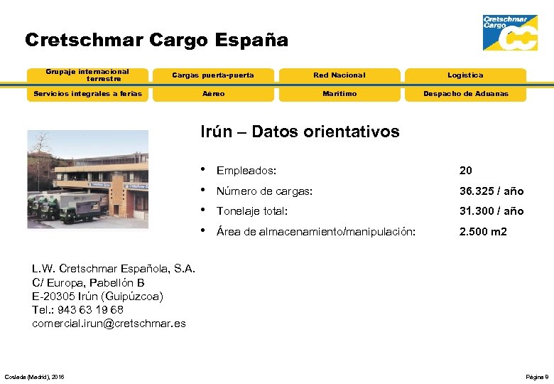 Cretschmar Cargo España Grupaje internacional terrestre Cargas puerta-puerta Red Nacional Logística Servicios integrales a