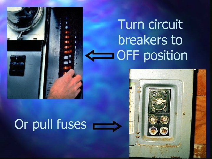 Turn circuit breakers to OFF position Or pull fuses 