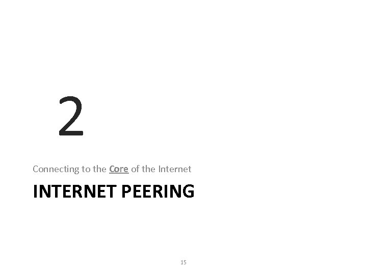 2 Connecting to the Core of the Internet INTERNET PEERING 15 