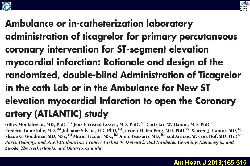 Am Heart J 2013; 165: 515 