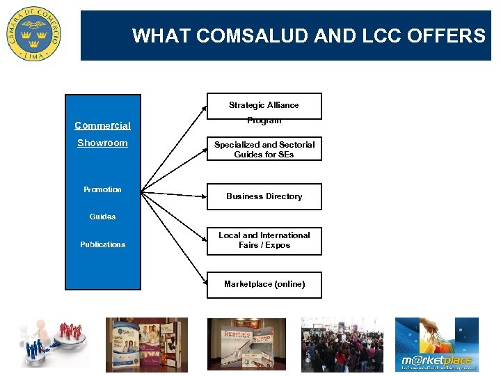 WHAT COMSALUD AND LCC OFFERS Strategic Alliance Commercial Showroom Promotion Program Specialized and Sectorial